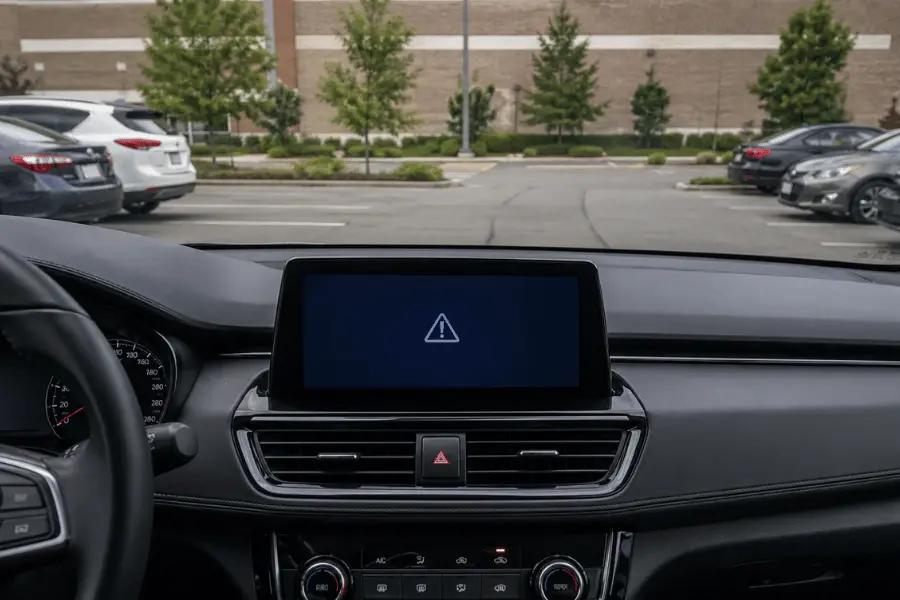 Reverse camera no signal warning on an in-car monitor Reverse camera no signal warning on an in-car monitor